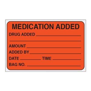 Label Medication Added Fluorescent Red 1-1/2x2-1/2" 1000/Rl