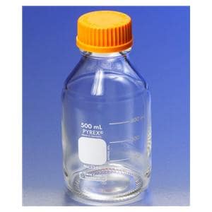 Pyrex Media/Solution Bottle Borosilicate Glass Polypropylene Clear 500mL 10/Ca