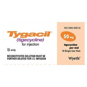 Tygacil Injection 50mg/vl Powder SDV 10/Package