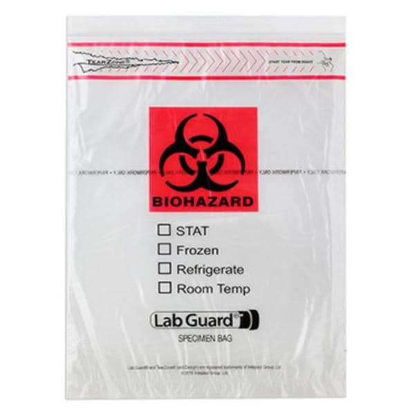 Lab Guard Specimen Transport Bag Clear Zip Closure With Document Pouch 1000/Ca