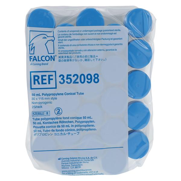 Falcon Centrifuge Tube Polypropylene 50mL 30x115mm Sterile 500/Ca