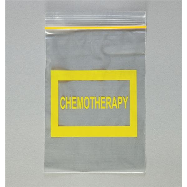 Chemotherapy Disposal Bag 2mil 6x8" Clear/Yellow Zipper Closure Plastic 100/Pk