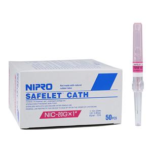 Safelet IV Catheter Safety 20 Gauge 1" Pink 50/Bx, 4 BX/CA