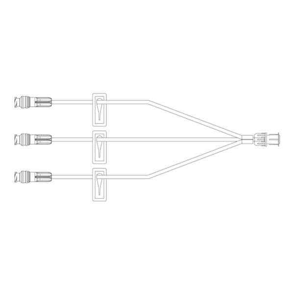 IV Extension Set Needleless 4-1/2" 3 Injection Sites Fixed Male Luer Lock 100/Ca