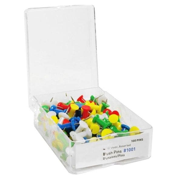 Sparco Pushpins 3/8 in Assorted Colors 100/Box 100/Bx