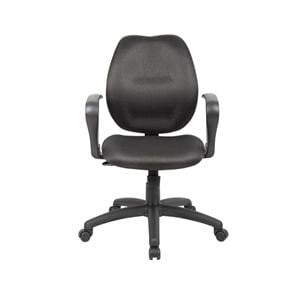 Contour Back Task Chair with Loop Arms Black Frame Black Fabric Ea