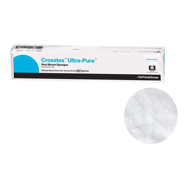 UltraPure Cotton Non-Woven Sponge 2x2" 4 Ply Non-Sterile Square XRy Dtctbl LF, 25 PK/CA