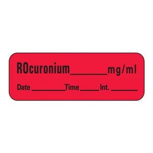 Anesthesia Label Fluorescent Red 1-1/2x1/2" 600/RL 600/Rl