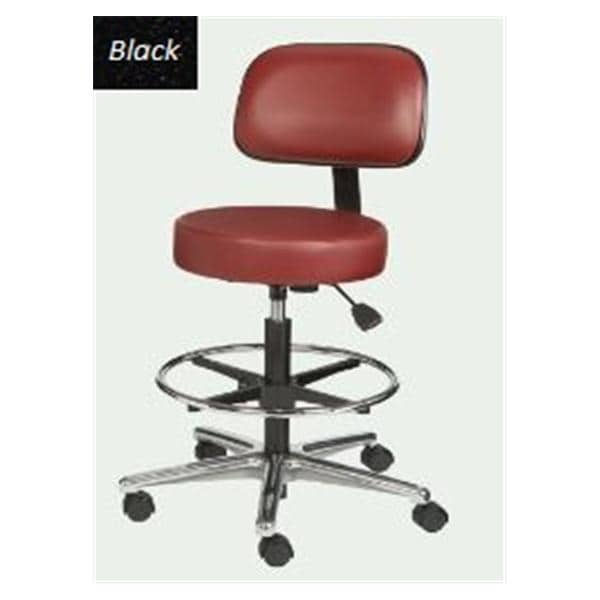 Vinyl Round Series Laboratory Stool Black Satin 250lb Capacity