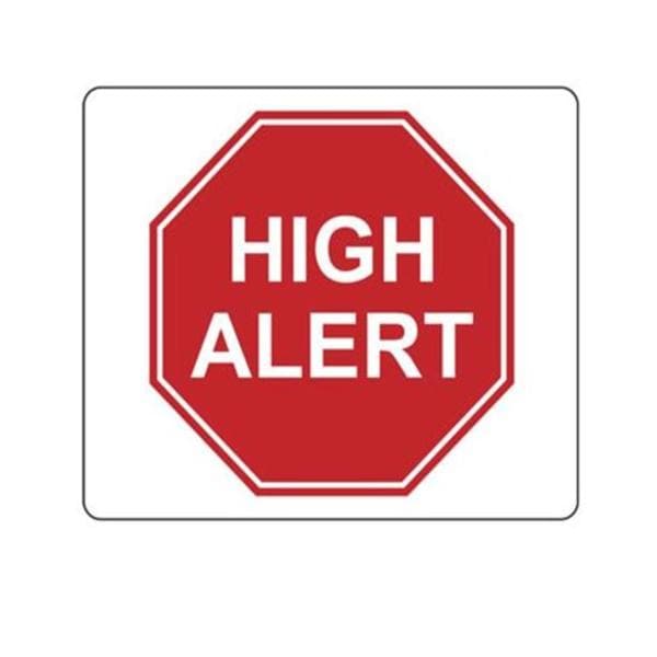 Label High Alert Wh/Rd 25/Pk 25/Pk