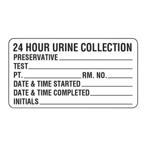 Label Urine Collection 24-Hr 1-1/2x3" Wht 500/Rl 500/Rl