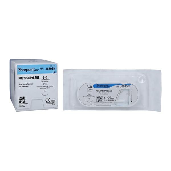 Roylan Suture 6-0 18" Polypropylene Monofilament DSM13 Black 12/Bx