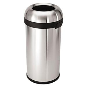 Large Brushed Stainess Steel Open-Top Trash Can 16 Gallons Ea