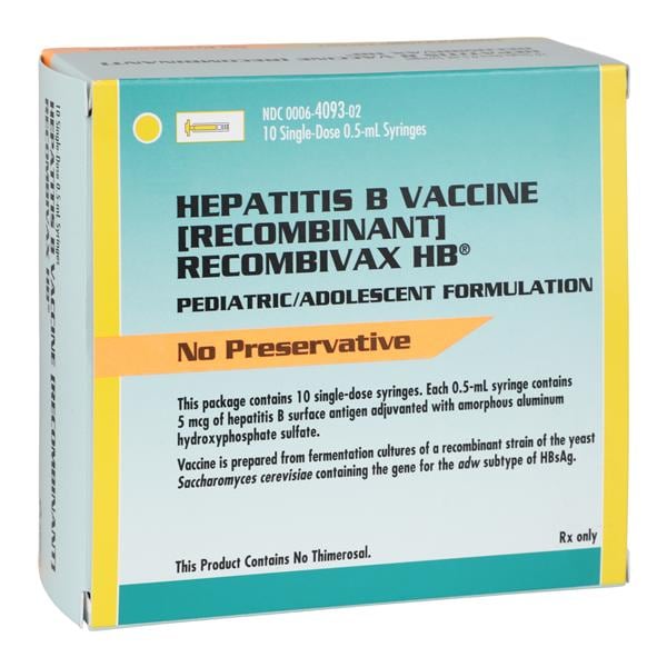 Recombivax-HB Hepatitis B Pediatric Injectable 0.5mL PFS 10/Pk