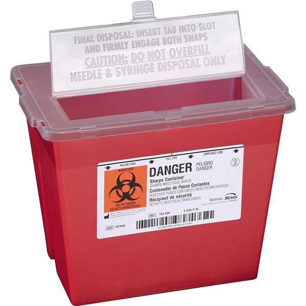 Sentinel Sharps Container 2g Trnslcnt Rd 11-5/8x7-3/4x8-5/8 Hrzntl Drp Plstc ea, 30 EA/CA