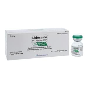 Lidocaine HCl Injection 2% Preservative Free SDV 5mL 10/Bx