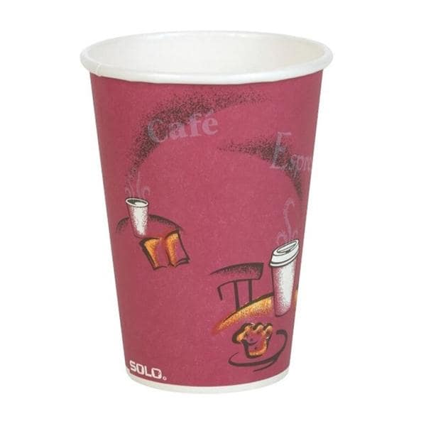 Solo Paper Hot Cups 12 Oz Maroon 300/Pk