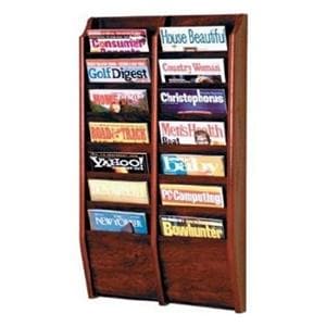 Cascade Wall Literature Display 14 Pockets Oak 20.5 in x 36 in x 3.75 in Ea