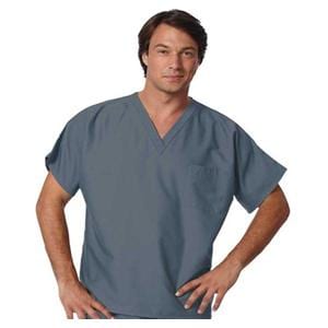 Scrub Shirt 1 Pocket X-Long Cap Short Sleeves X-Small Pewter Unisex Ea