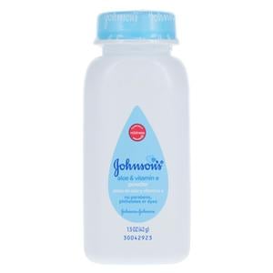 Johnson's Powder Cornstarch/Aloe/Vitamin E Bby White Disp Unsx Hyplrgnc 1.5oz/Bt, 96 BT/CA