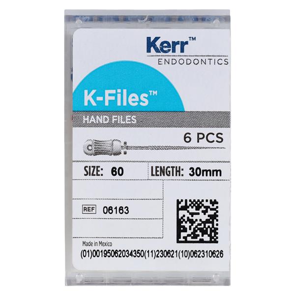 Hand K-File 30 mm Size 60 Stainless Steel Blue 6/Bx