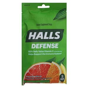 Halls Defense Cough Drops 2.25 Citrus 30/Bg