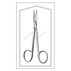 Econo Iris Scissors Straight 4-1/2" Stainless Steel Sterile Disposable 100/Ca