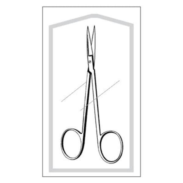 Econo Iris Scissors Straight 4-1/2" Stainless Steel Sterile Disposable 100/Ca