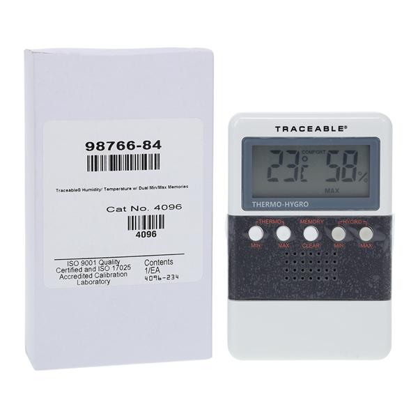 Traceable Humidity/Temperature Meter ABS Plastic 0 to 50C/25 to 95% Ea