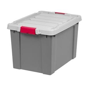 Plastic Storage Tote 18 Gallons Gray/Red Ea