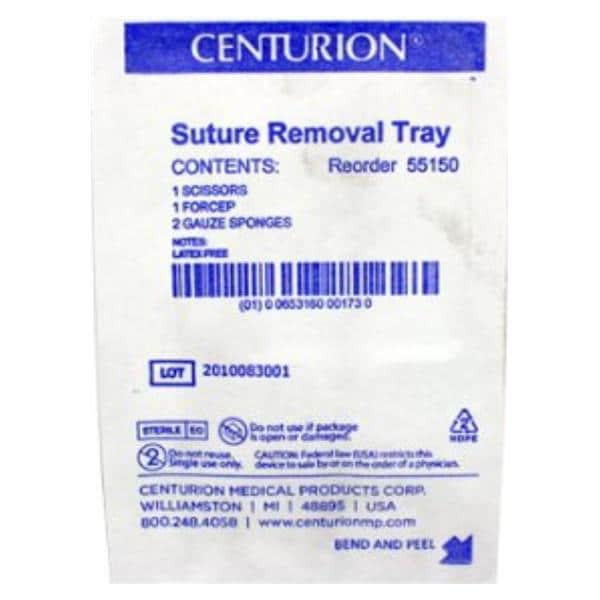 Suture Removal Tray 4-1/2" Iris Scissor Straight, 50 EA/CA