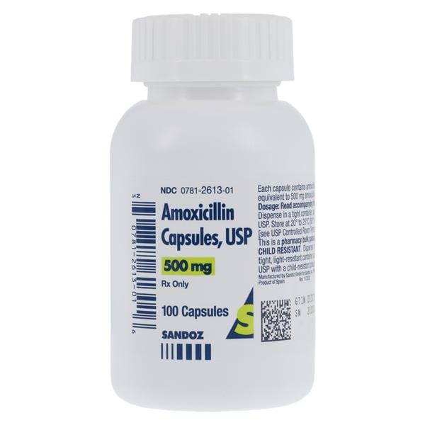 Amoxicillin Capsules 500mg Bottle 100/Bottle