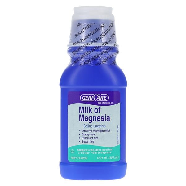 Magnesuim Hydroxide Laxative Liquid 1200mg/15mL Mint Flavor 12oz/Bt