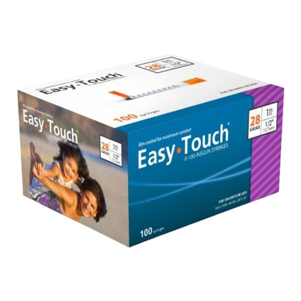 EasyTouch Syringe/Needle Insulin 1cc Attached Fixed Needle 28gx.5 Cnvntnl 500/Ca