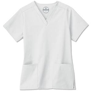 Fundamentals Scrub Shirt Short Sleeves Large White Womens Ea