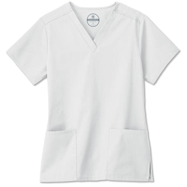 Fundamentals Scrub Shirt Short Sleeves X-Large White Womens Ea