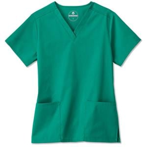 Fundamentals Scrub Shirt 2 Pockets Short Sleeves Medium Hunter Green Womens Ea