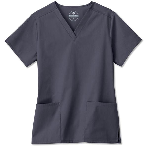 Fundamentals Scrub Shirt Short Sleeves X-Small Charcoal Womens Ea