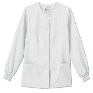 Fundamentals Warm-Up Jacket 2Pckt Set-In Long Sleeves 28 in Medium Wht Womens Ea