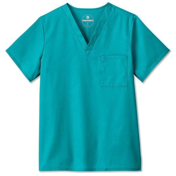 Fundamentals Scrub Shirt V-Neck Short Sleeves 2X Large Teal Unisex Ea