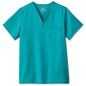 Fundamentals Scrub Shirt V-Neck Short Sleeves 4X Large Teal Unisex Ea