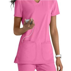 HeartSoul Scrub Shirt V-Neck Short Sleeves Large Pink Ea