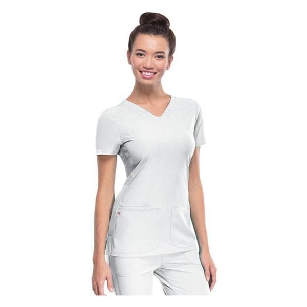 HeartSoul Scrub Shirt V-Neck Medium White Womens Ea