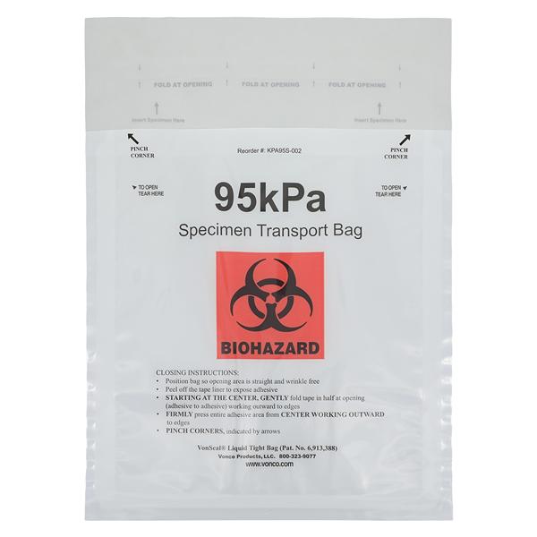 Voseal Biohazard Specimen Bag Liquid-Tight Zipper Closure 300/Ca