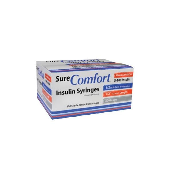 SureComfort Syringe/Needle Insulin 0.5cc 28gx1/2" U-100 Conventional 500/Ca