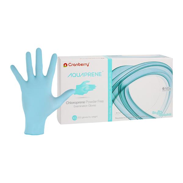 AquaPrene Chloroprene Exam Gloves X-Small Aqua Non-Sterile, 10 BX/CA