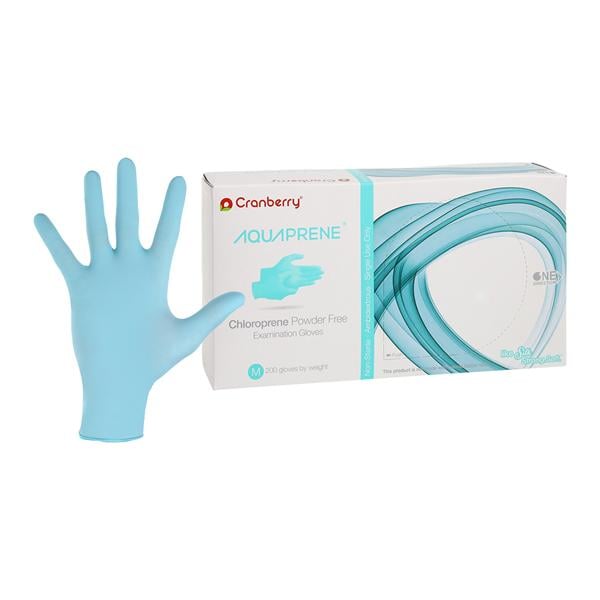 AquaPrene Chloroprene Exam Gloves Medium Aqua Non-Sterile, 10 BX/CA