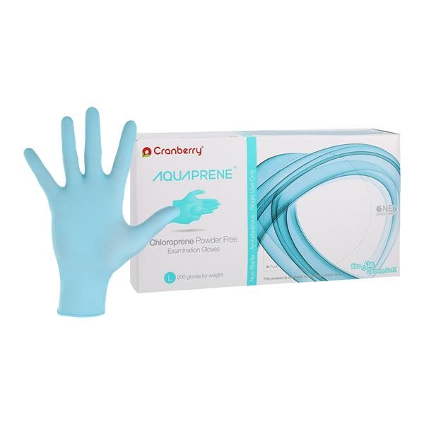 AquaPrene Chloroprene Exam Gloves Large Aqua Non-Sterile, 10 BX/CA