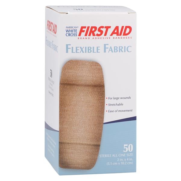 American White Cross Adhesive Bandage Fabric 2x4" Tan Sterile 50/BX