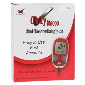 Clarity BG1000 Blood Glucose Monitor Kit CLIA Waived w/ 2 Btrs/Cry Cs Ea